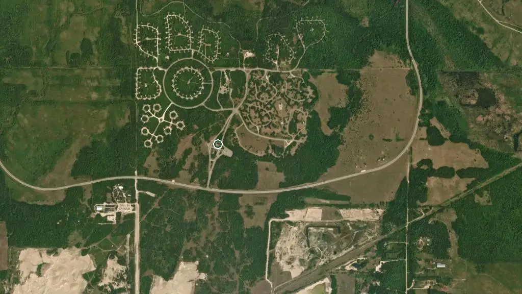 Aerial view of Birds Hill Campground and surroundings