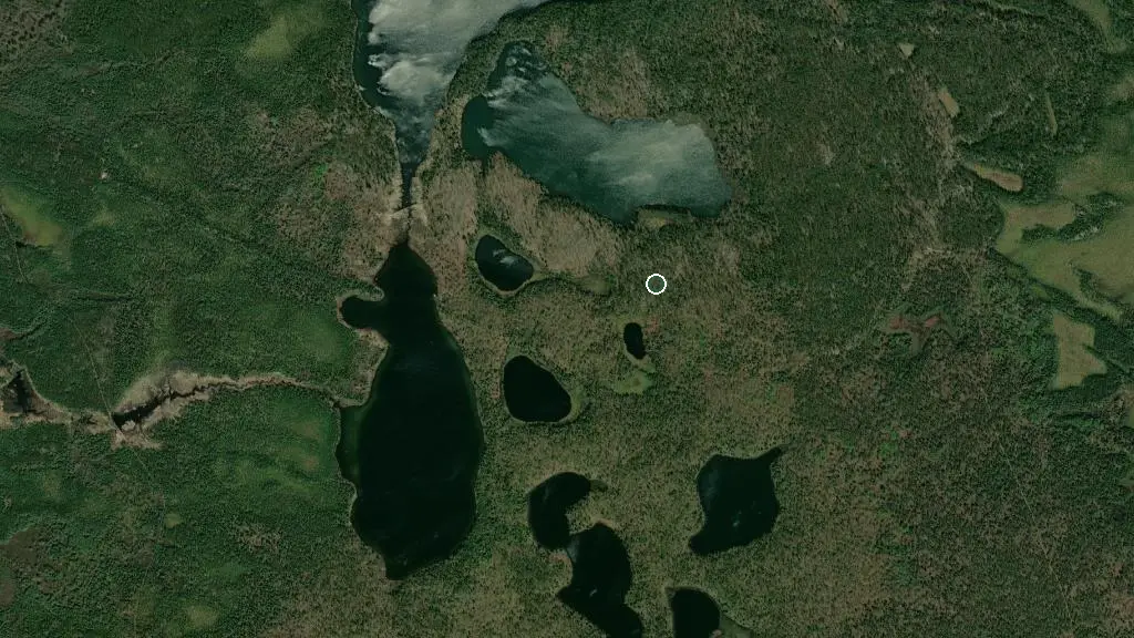 Aerial view of Esker Lakes Provincial Park and surroundings