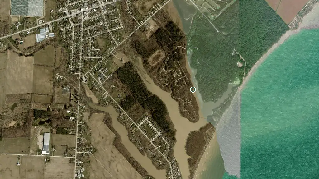 Aerial view of Wheatley Provincial Park and surroundings