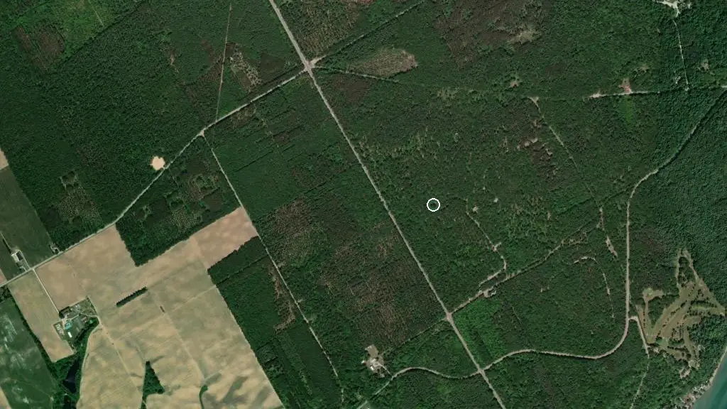 Aerial view of Turkey Point Park - Waklingstick Woods Campground and surroundings