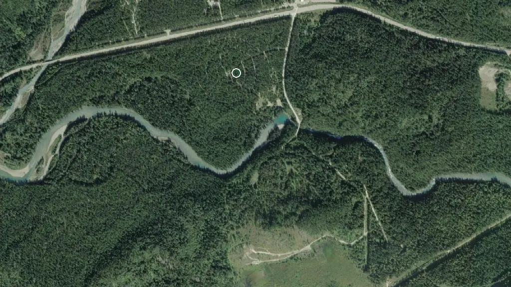 Aerial view of Robson Meadows Campground and surroundings