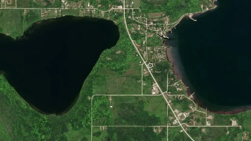 Aerial view of Green Acres Manitoulin Campground and Restaurant  and surroundings