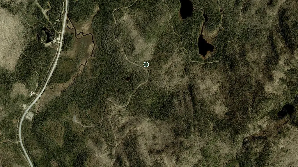 Aerial view of Refuge Prud'homme and surroundings
