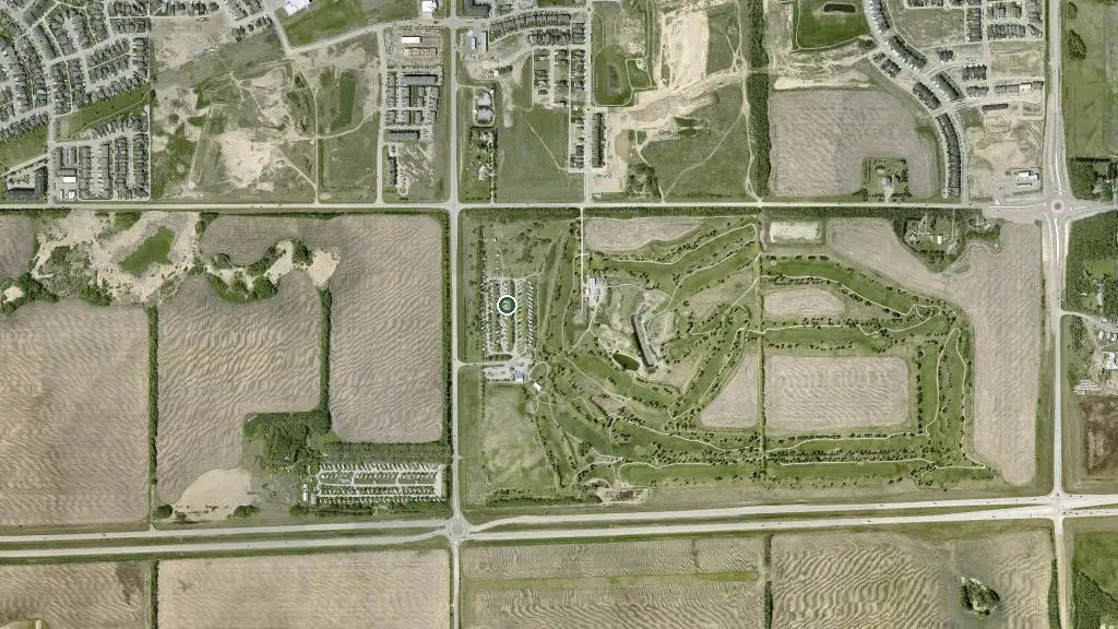 Aerial view of Meadowlands R.V. Park and surroundings