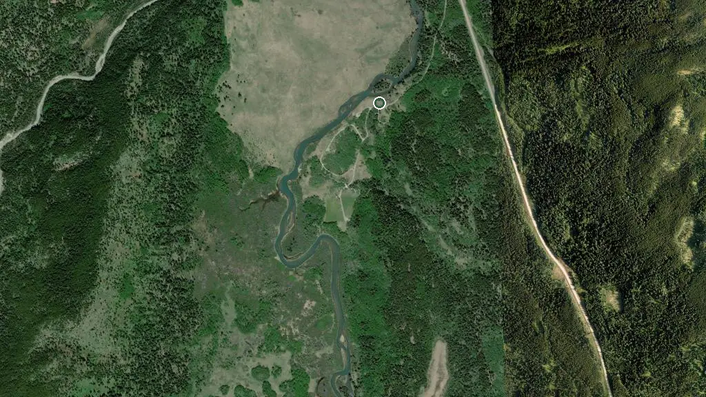 Aerial view of Belly River Campground - Waterton Lakes National Park and surroundings