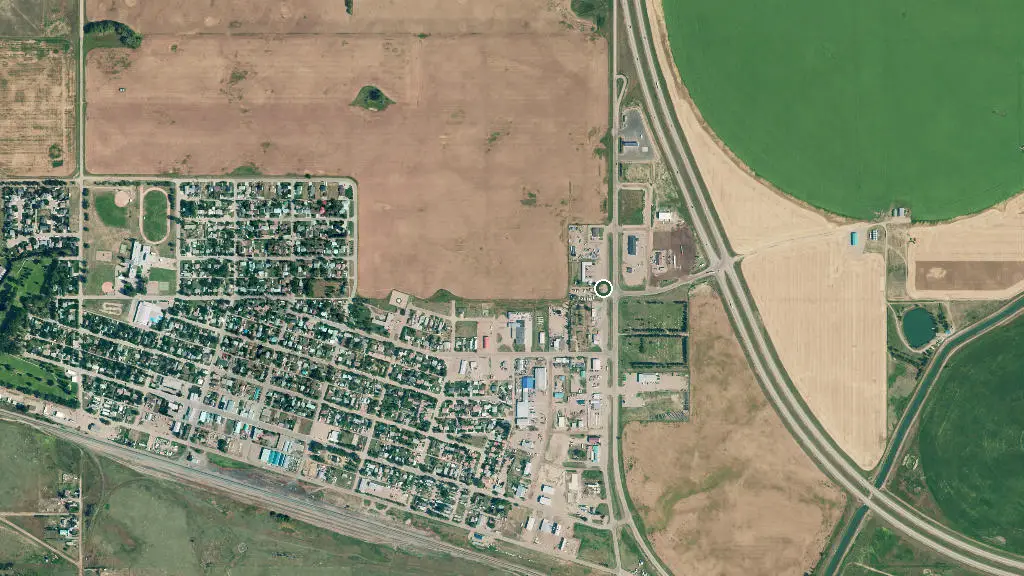 Aerial view of A1 Trailer Park and surroundings