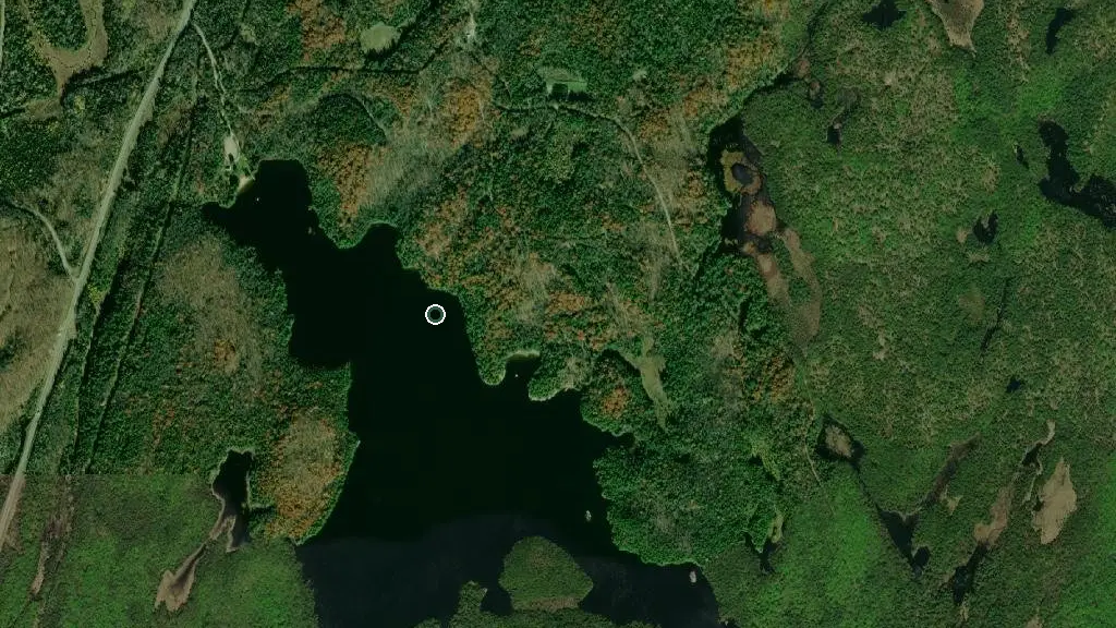 Aerial view of Silent Lake Provincial Park and surroundings
