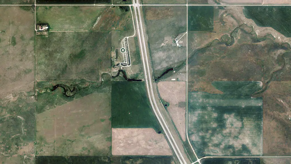Aerial view of JJ’S RV Resort and surroundings