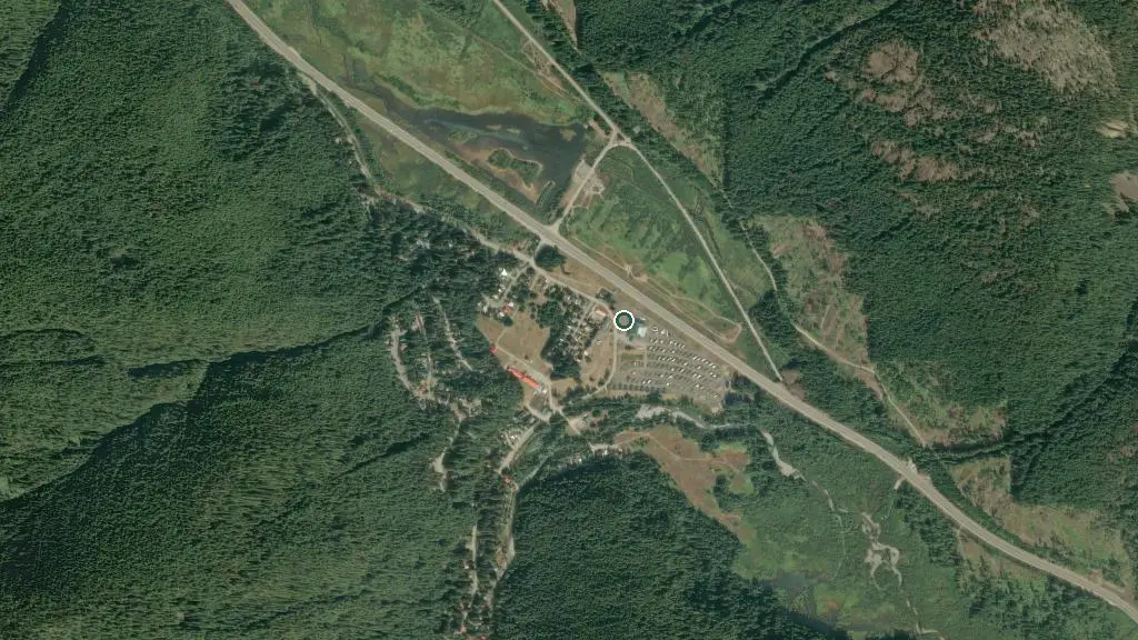 Aerial view of Sunshine Valley RV Resort & Cabins and surroundings