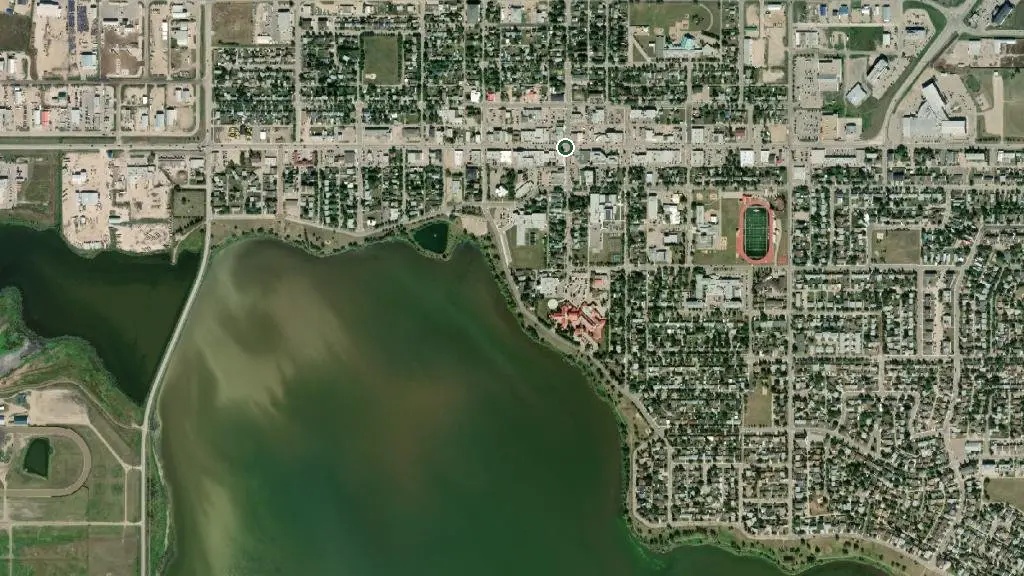 Aerial view of Moose Lake Gospel Camp and surroundings
