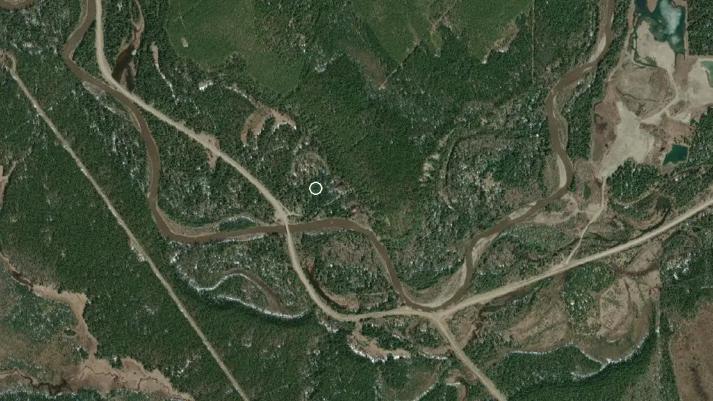 Aerial view of Pembina Forks Provincial Recreation Area and surroundings