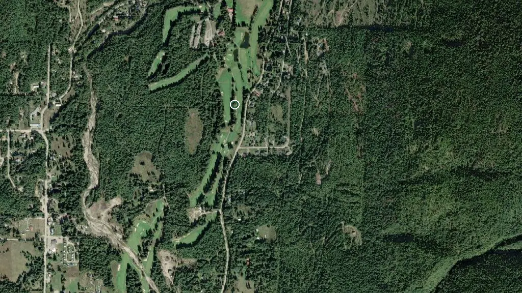 Aerial view of Kokanee Springs Resort and surroundings