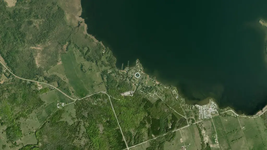 Aerial view of Lake Dore RV Resort and surroundings