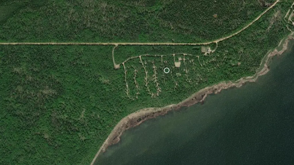 Aerial view of Hilliards Bay Campground, Hilliards Bay Provincial Park and surroundings