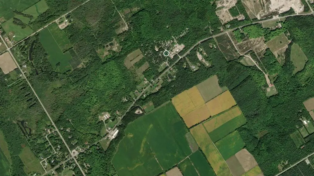 Aerial view of Lafontaine RV Park and surroundings