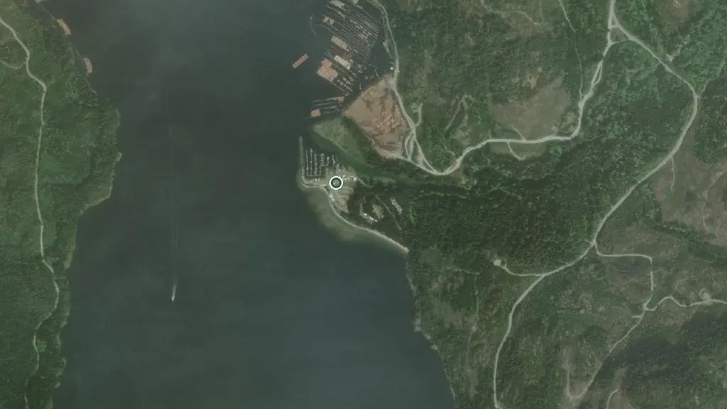 Aerial view of China Creek Campground and Marina and surroundings
