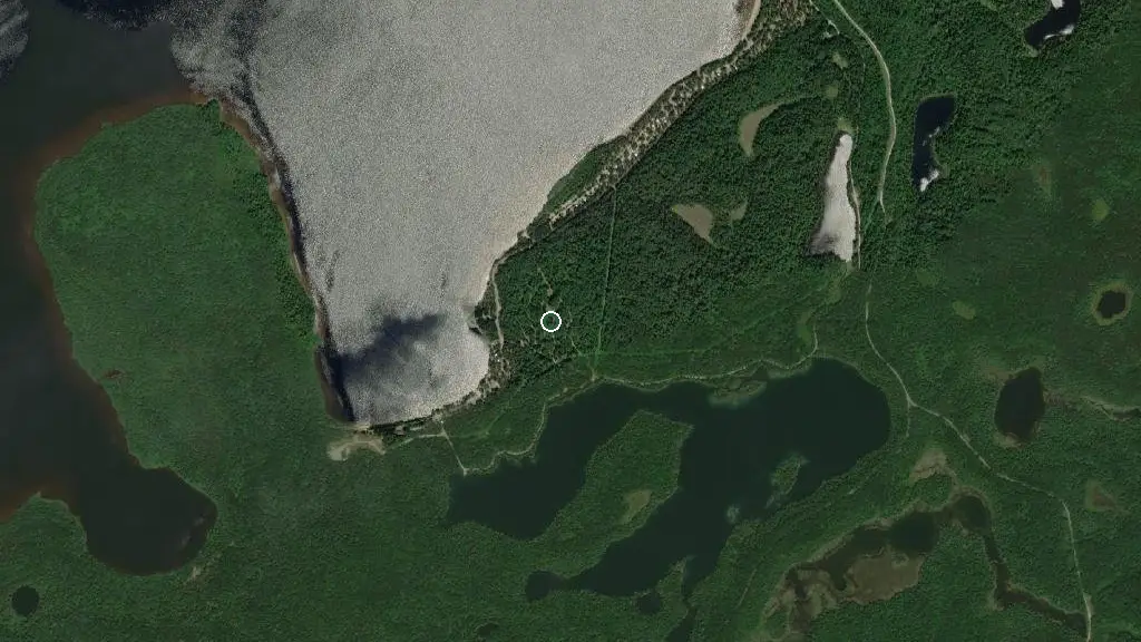 Aerial view of Ivanhoe Lake - White Birch Hill Campground and surroundings