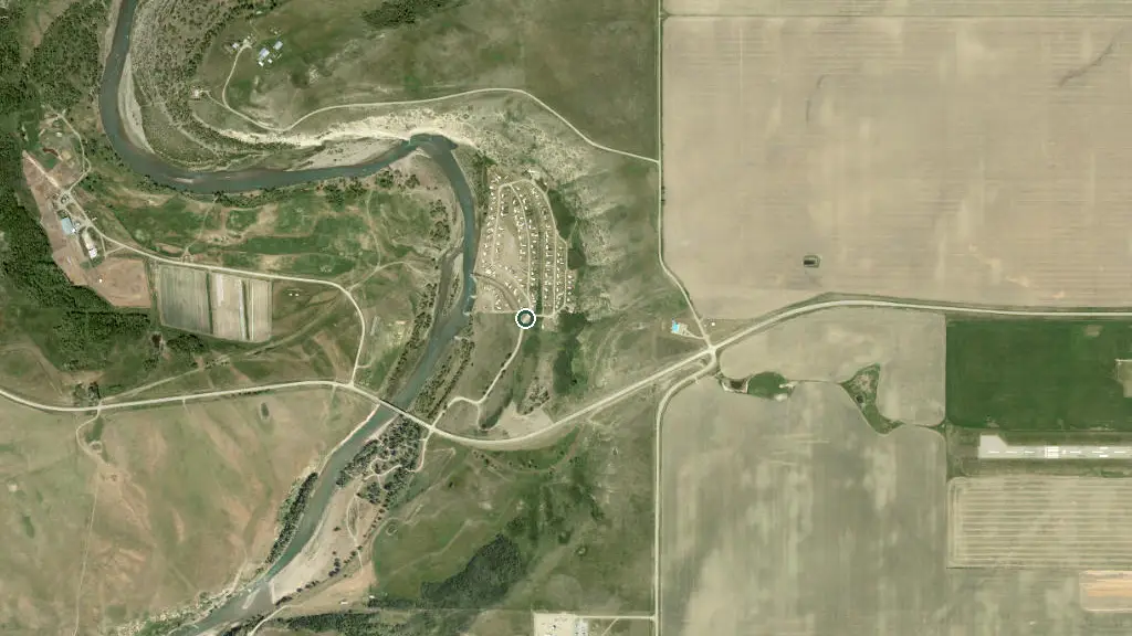 Aerial view of Castle Valley Campground and surroundings