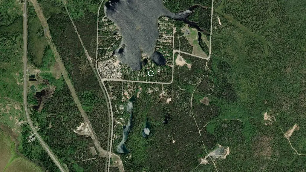 Aerial view of Cameron's Beach Trailer Park and surroundings
