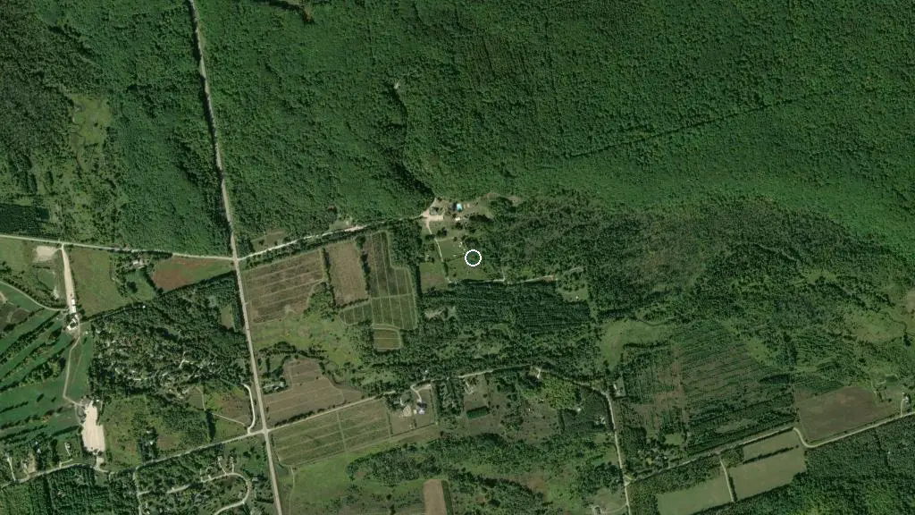 Aerial view of Mansfield Trailer Park and surroundings
