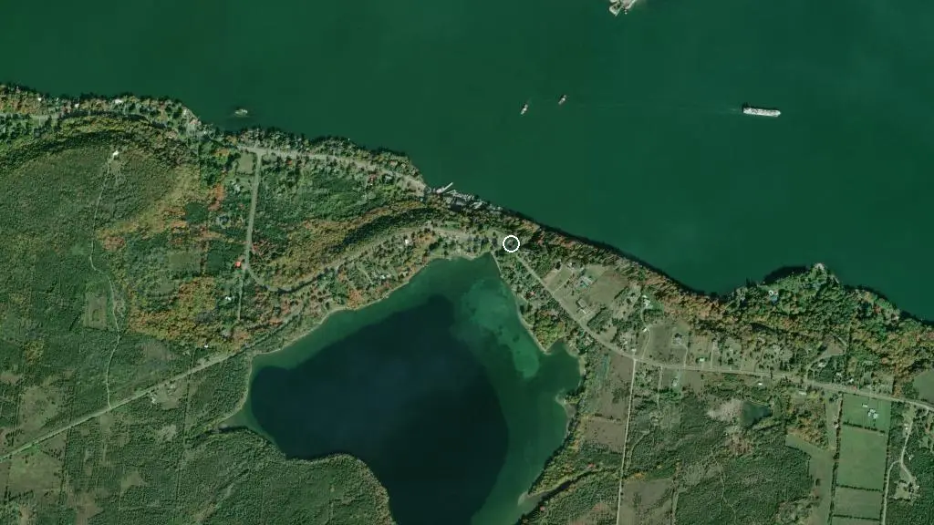 Aerial view of Lake on the Mountain Provincial Park and surroundings