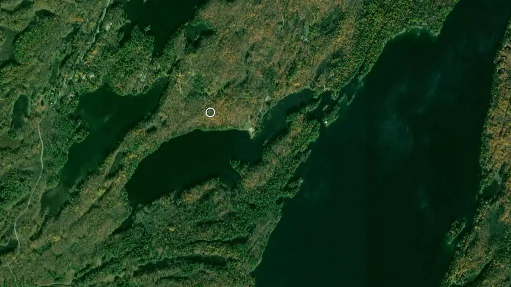Aerial view of Hogg Bay Campground and surroundings