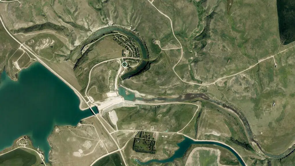 Aerial view of St. Mary Campground and surroundings