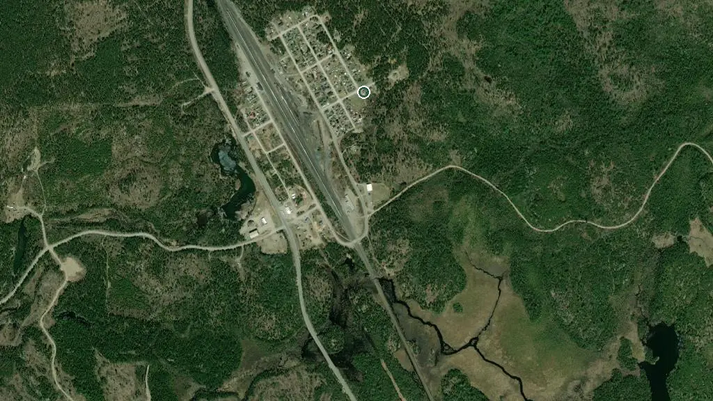Aerial view of Northwoods Campground and Cottages and surroundings
