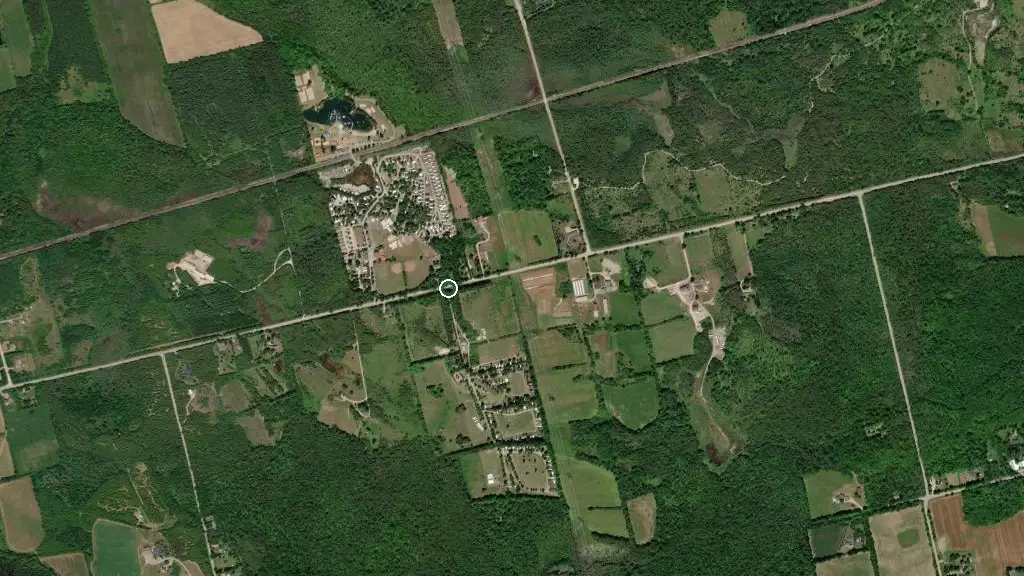 Aerial view of Maple Grove RV Resort and surroundings