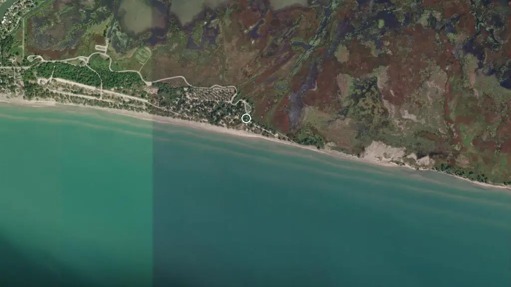 Aerial view of Turtle Dunes Campground and surroundings