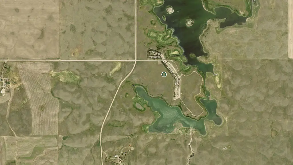 Aerial view of Cava Lake Recreational Campground and surroundings