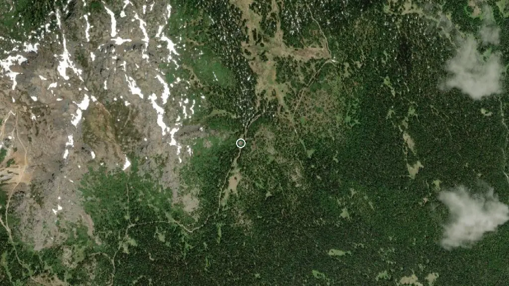 Aerial view of Smithers Snowmobile Association Main Cabin and surroundings