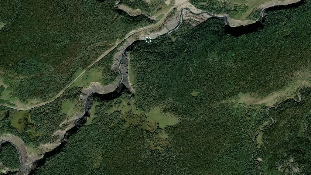 Aerial view of Bluerock Wildland Provincial Park and surroundings