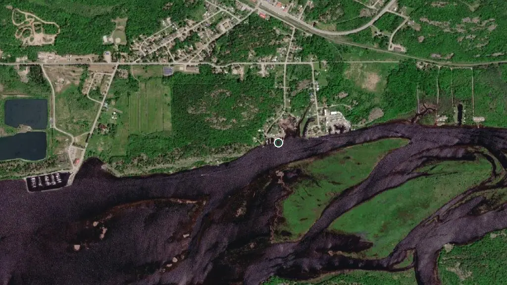 Aerial view of Spanish River Resort & Campground and surroundings