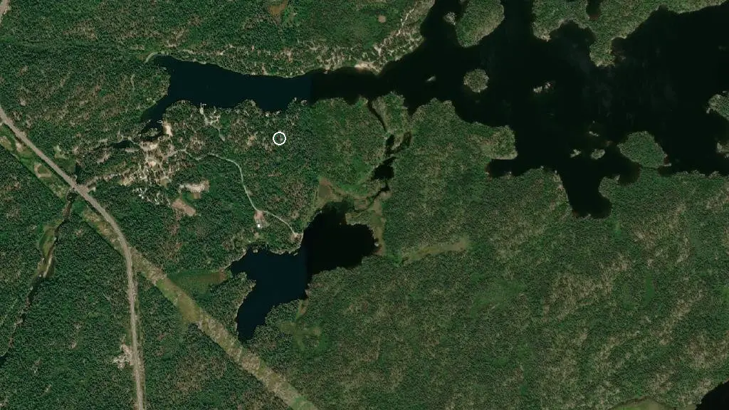 Aerial view of Rushing River Provincial Park and surroundings
