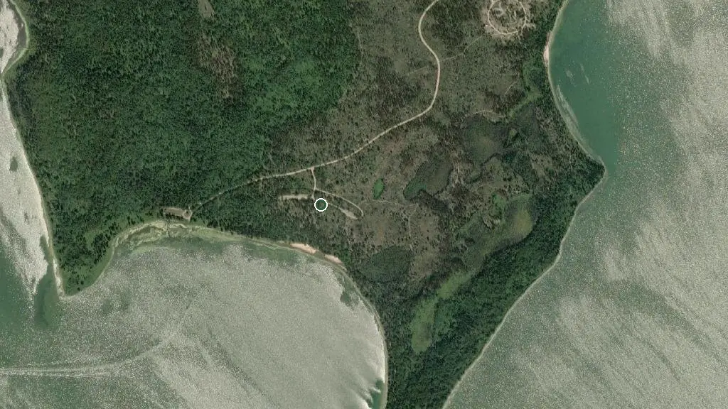 Aerial view of Moose Lake Provincial Park Group Campground and surroundings