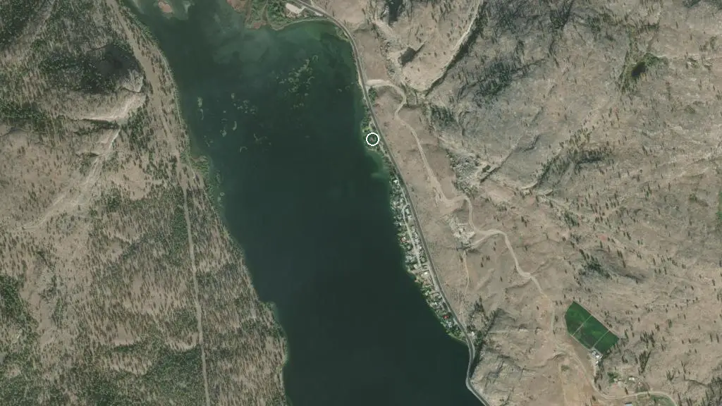 Aerial view of Vaseux Lake Provincial Park. and surroundings