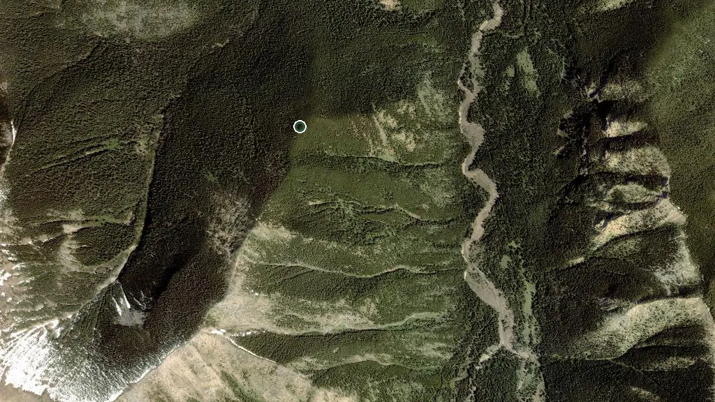 Aerial view of Crowsnest Pass Campground and surroundings