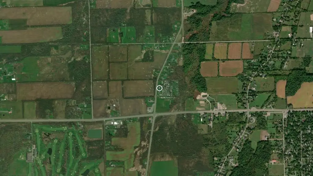 Aerial view of Crystal Beach – Daiva RV Resorts and surroundings