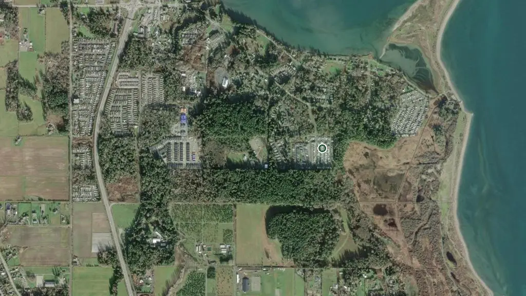 Aerial view of Ocean Winds RV Park and surroundings