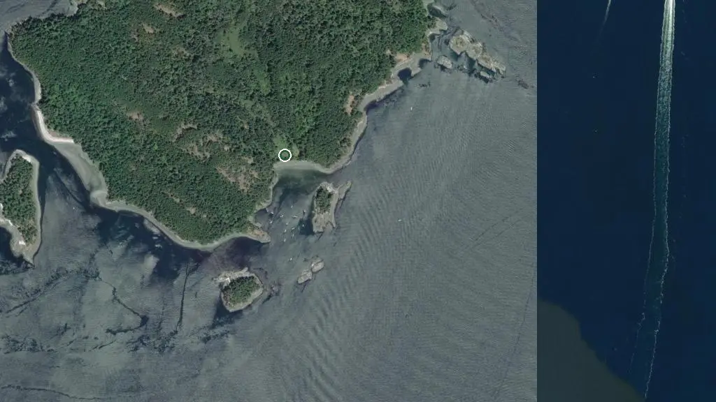 Aerial view of Princess Bay Campground - Gulf Islands National Park Reserve and surroundings