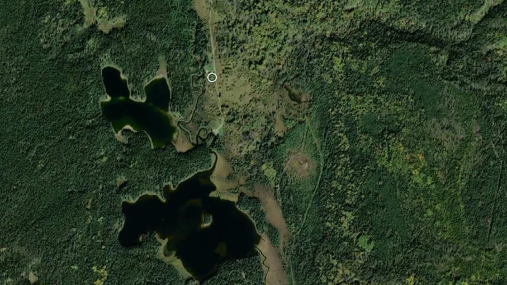 Aerial view of Graveyard Lake Campground and surroundings