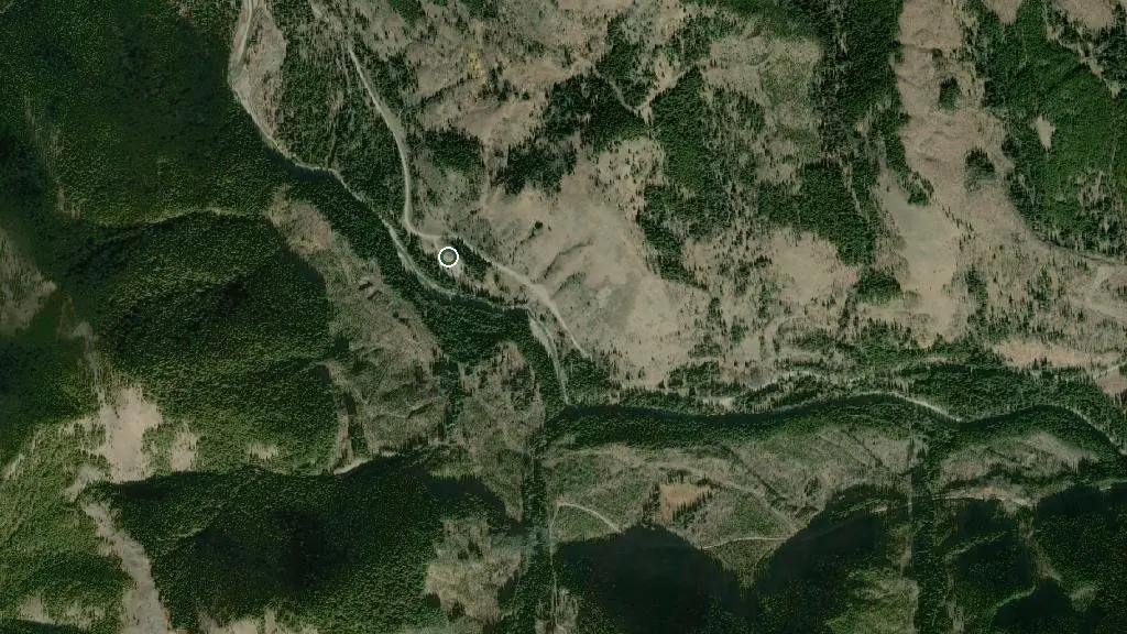 Aerial view of Oldman River Group Campsite and surroundings