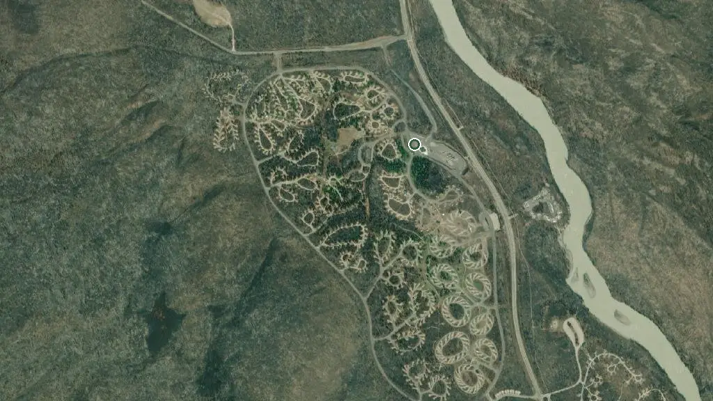 Aerial view of Whistlers Campground and surroundings