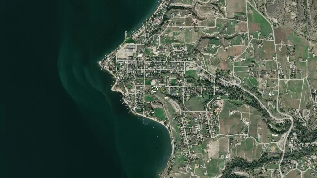 Aerial view of Naramata Campground and surroundings