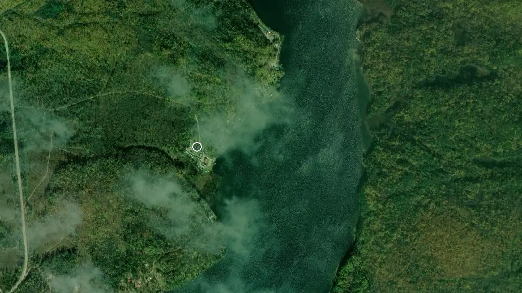 Aerial view of Pourvoirie du Lac Jim and surroundings