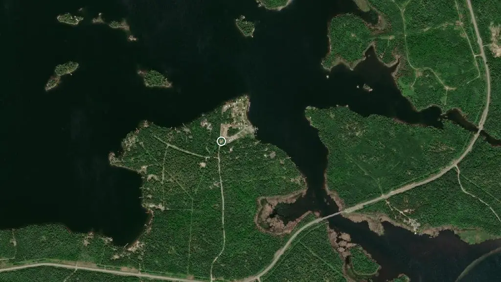 Aerial view of Laughing Water Trailer Park and surroundings