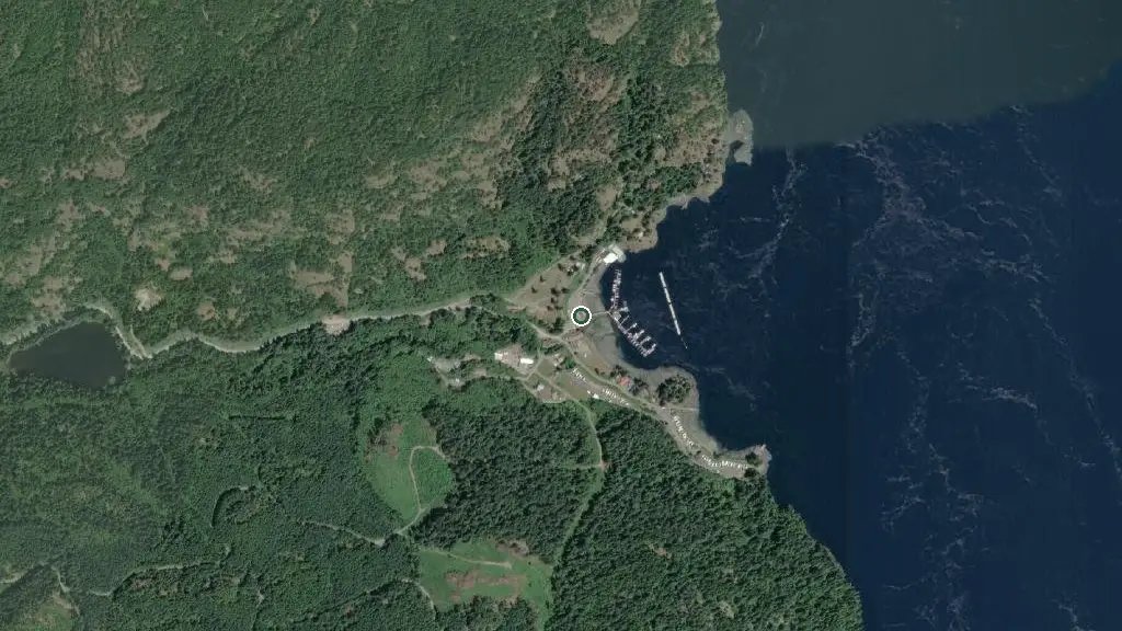 Aerial view of Brown's Bay Resort and surroundings