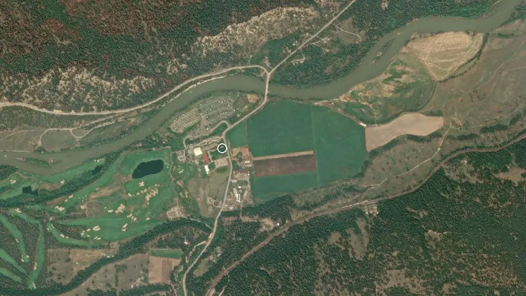Aerial view of Cranbrook/ St. Eugene KOA and surroundings