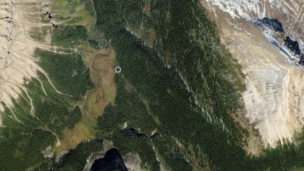 Aerial view of Merlin Meadows Campground and surroundings